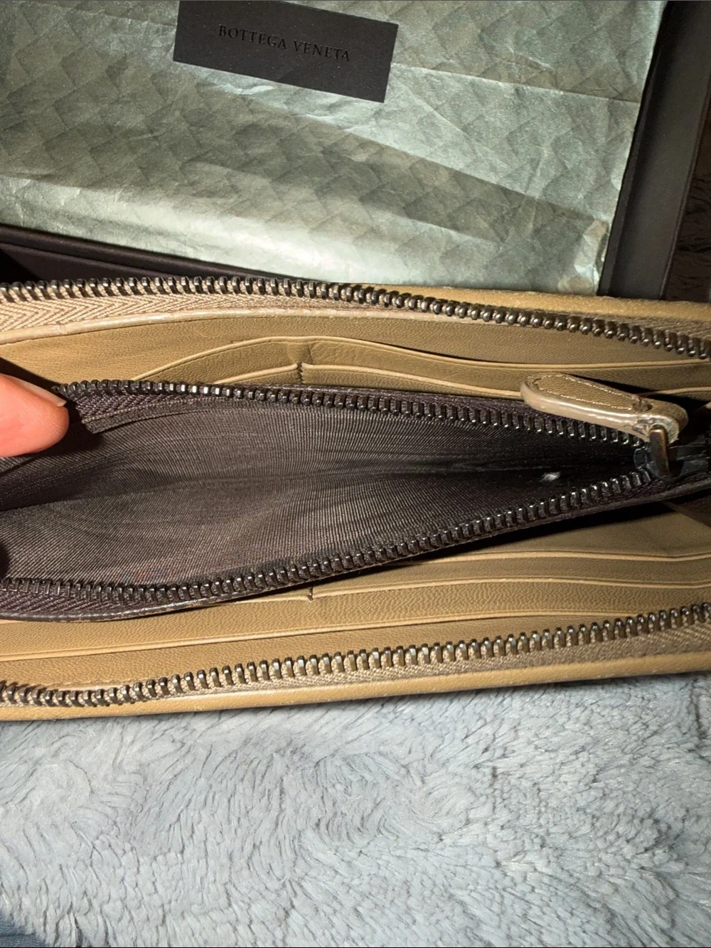 Bottega Veneta Tan Intrecciato Zip Wallet